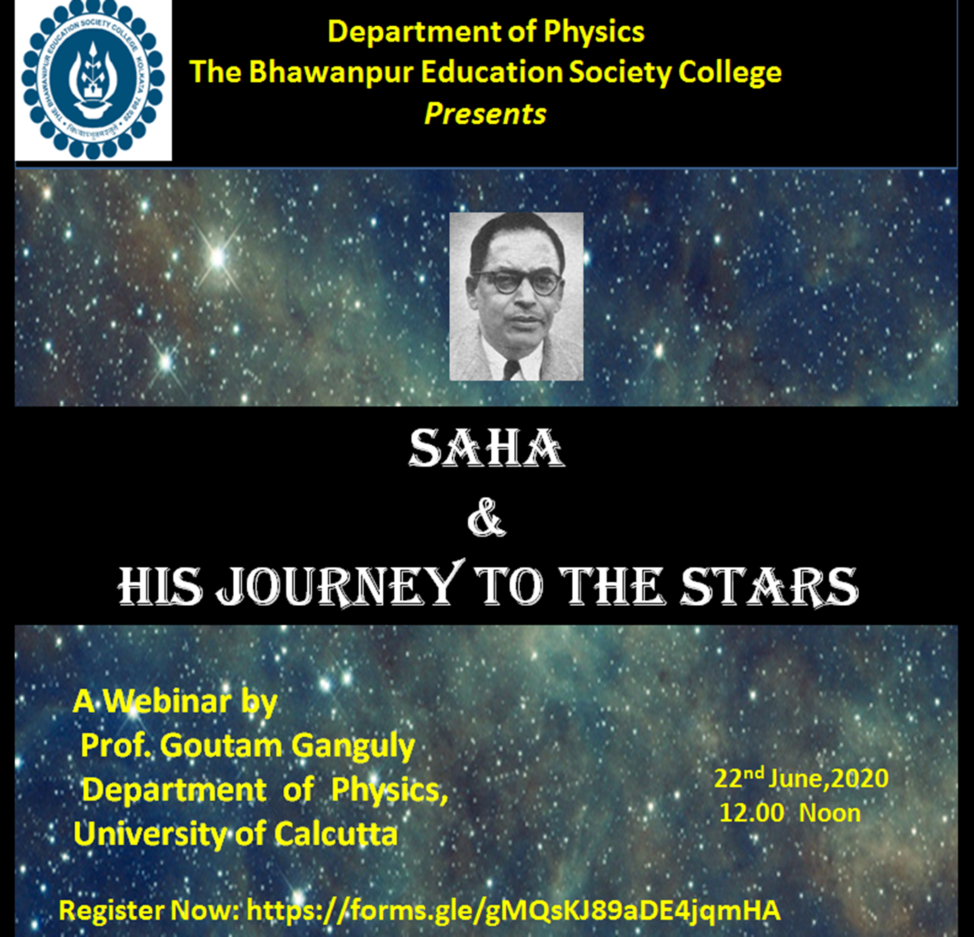 Saha and his journey to the stars